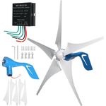 ZHOZHUT 1000W / 1200W Wind Turbine Generator Kit 12V / 24V / 48V Wind Power Generator With 5 Blades And Controller, Pure Copper Coil Windmill Generator For Home, Hybrid Solar Wind System,1200W,48V