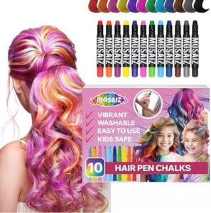 Mosaiz Hair Chalk for Girls and Boys, 10 Pcs Chalk Pens, Washable, Safe Temporary Hair Color for Kids, Teens and Adults, Great Birthday Gift, Great Toy for Kids Age 5 6 7 8 9 10 11 12 13 Years Old