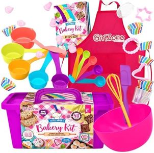 GirlZone Little Baker's Bakery Set, 40pc Kids Baking Set with Baking Utensils for Kids, Apron and Recipes to Make Yummy Baked Goods, Great Gift Idea