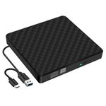 External CD DVD Drive for Laptop, USB 3.0 & Type-C CD/DVD Burner Reader Writer with SD/TF Slot & 2 USB Ports, Slim Optical Disc Drive CD Player for Desktop Mac Macbook OS/Windows 10/11/8.1/7 (Black)