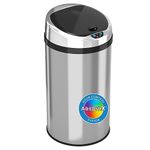 iTouchless Automatic Touchless Sensor Kitchen Trash Can - Stainless Steel – 8 Gallon / 30.3 Liter – Round Shape – Odor Control System