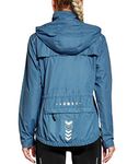 FitsT4 Sports Women's Cycling Running Jackets Lightweight Windproof Bike Windbreaker Reflective with Hooded Blue Size S