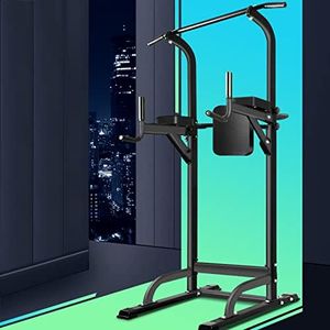 Finex Chin up Bar Power Tower Station 5-in-1 Home Gym Systems Strength Training Equipment Exercise Dip Station Pull Up Multi Station, Knee Raise Leg Press, Height Adjustable