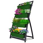 4-Ft Vertical Garden Planter for Outdoor and Indoor Plants - Elevated Planter with 4 Rectangular Plastic Planter Boxes for Patio and Balcony (1-Pack/Forest Green)