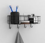 JD FRESH Steel Self-Adhesive 6-Shelf Wall Mount Shelf/Organizer Without Drill/Bathroom Storage Rack for Wall/Stand for Kitchen/Bedroom/Living Room/Bathroom Accessories (Black)