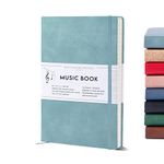 Beechmore Books Blank Sheet Music Notebook - A4 Teal 156 Thick Pages 8.2 x 11.6 inch| 10-Staff Hardcover Vegan Leather 120gsm Composition Manuscript Paper - Boxed for Gifts Writers, Musicians