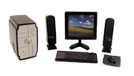 Melody Jane Dollhouse PC Desktop Computer Set Modern Office Accessory Black