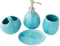 Designer 4-Piece Ceramic Bath Accessory Set by Comfify - Blue