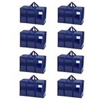 VENO 8 Pack Extra Large Moving Storage Bags with Zips, Heavy-Duty Organizer Tote, Moving Box Alternative, Packing Supplies, Clothes Storage Bin, Tag Pocket for Label, Water-Resistant (Blue, 8 Pack)