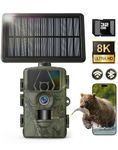 Solar Trail Camera 8K 30FPS, 60MP Bluetooth WiFi Game Camera, APP Control Trail Cam, 120° Detection Angle/Night Vision/0.1S Trigger Motion Activated/IP66 Waterproof, Deer for Wildlife Farm