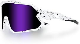 JOGVELO Polarized Sports Sunglasses, Cycling Glasses with 3 Interchangeable Lens UV400 for Men Women Youth Baseball Running Driving Golf, White&Blue