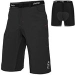 FDX Men’s MTB Shorts with Five Pockets and 3D Anti Bac Removable Inner Padding Layer Mountain Bike Pants Loose Fit and Lightweight Bicycle Riding Shorts Outdoor MTB Summer Cycling Men’s (Black-2XL)