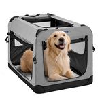 Veehoo Folding Soft Dog Crate, 3-Door Portable Collapsible Pet Kennel for Crate-Training Dogs, 5 x Durable Mesh Screen, 600D Cationic Oxford Fabric, Indoor & Outdoor Use, 36", Gray