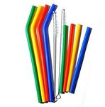 Holyview Reusable 100% Silicone Straws for 20oz and 30 oz Tumblers, 8pcs 4 Colors to Choose, 8.5 and 6 inches, 2 Washing Brushes,Portable and Stylish, BPA Free