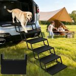 Niubya Foldable Dog Steps & Pet Stairs for Cars, SUVs, Trucks, Portable Lightweight Non-Slip Dog Ramp, Supports Up to 91kg - Aluminium Frame with ABS Treads, 6 Steps (Lightweight Design)
