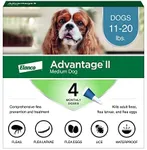 Advantage II Medium Dog Vet-Recommended Flea Treatment & Prevention | Dogs 11-20 lbs. | 4-Month Supply