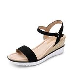 DREAM PAIRS Womens Espadrille Wedge Sandals Open Toe Ankle Strap Slingback Platform Sandals,Size 4.5,Black,SDPW2342W-E