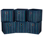 HSDT 6 Cube Storage Bins 11x11x11 Inch Foldable Teal-Yellow Vertical Stripes Gradient Lines Print Fabric Storage Basketes for Home Organizers Storage Drawer,QY-SC17-6