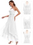 HomRain Women White Formal Maxi Dress Plus Size Mother of The Bride Outfits Lace Wedding Guest Dress,White 2XL