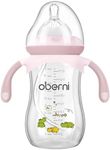 Oberni Anti-Colic Baby Bottle with Level 4 Fast Slow Nipple and Non-Slip Handles, 9oz / 270 mL, 12 Months+, Pink/1Pack