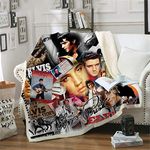 BHOMLY Printed Fleece Throw Blanket Retro Pictorial Singer Elvis 80X130Cm/31X51 Inch Blanket 3D Ride Die Printed Flannel Blanket Soft Warm Reversible Fleece Throw Blanket For Bed Couch Camping And Tra