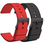 Silicone Watch Strap 22mm Quick Release - Black Red Soft Rubber Watch Band Replacement - Waterproof Military Style Watch Strap for Men Ladies - for Smart watch Strap Black Clasp Buckle