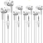 Factorymall Bulk Earbuds Headphones Wholesale Earphones 50 Pack, Low Cost Earphones Disposable Ear Buds Bulk Headphones for Classroom School Students-(White)