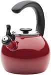 Circulon Enamel on Steel Whistling Teakettle/Teapot with Flip-Up Spout, 2 Quart - Red