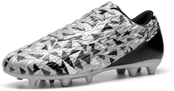 DREAM PAIRS Men's Soccer Cleats Adult Football Shoes Lace-Up Firm Groud Athletic Outdoor Trainning Soccer Shoes,Size 8,Silver/Black,SDSO26001M