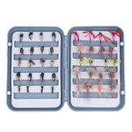 ANCLLO 40Pcs Fly Fishing Flies Kit with Box Dry Wet Flies Nymphs Streamers for Bass Salmon Trout Fishing