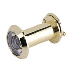 Door Viewer Security Peek Peephole Optical Glass 200 Degree Wide Angle with Privacy Cover (Gold)