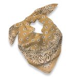 1 Pack Light Brown Bandana for Women Men Gift Packaging - Tan Cowgirl Cowboy Accessories Scarf Headband Neckerchief - Large Beige Paisley Hair Face Covering