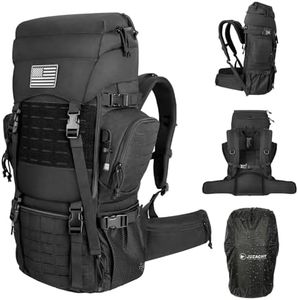 Jueachy 50L Hiking Backpack For Men: Waterproof Camping Back Pack With Rain Cover - Large Internal Frame Backpacks For Backpacking Travel(Black)