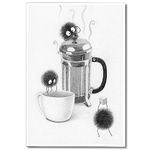 pedkvtmewo Coffee Bar Wall Decor for Kitchen Canvas Wall Art, Cute Tea Soot Sprites Posters for Dining Room Aesthetic, Funny Trendy Cafe Lover Gifts, French Press Cup Print Painting, 16x24in Unframed