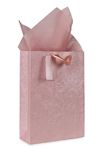 KidsyWinsy Pack Of 5 Pastel Pink Gift Bags (Small,7 * 3 * 10.5 Inches) With Tissue & Thank You Card-Paper Diwali Gift Bags | Festive Goodie Bags | Carry Bags For Birthday, Wedding, Anniversary