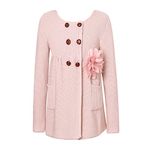 Richie House Girls' Knit Coat with Flower Accessory RH0152-B-7/8 Cream