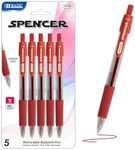 BAZIC Products Erasable Gel Pens Spencer Red Retractable Erasable Gel Pens 1.0 Mm Bold Tip for Smooth Writing for Office, School, or Teacher Use, Premium Friction Erasable Pens, 5 Pcs - 144 Packs