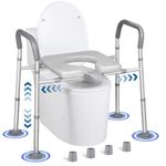 500lbs Raised Toilet Seat with Handles - Width & Height Adjustable Elevated Toilet Seat Risers for Seniors Elongated - Multi-Use Toilet Riser with Handles for Seniors, Handicap, Pregnant