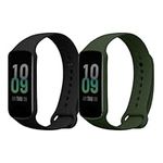 kwmobile Straps Compatible with Amazfit Band 7 Straps - 2X Replacement Silicone Watch Bands - Black/Dark Green