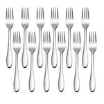 12-Piece Salad Forks, E-far 6.7 Inches Stainless Steel Fork Set for Home Kitchen Restaurant, Mirror Finish, Dishwasher Safe