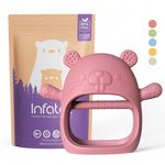 Infatot® Teething Toys for Baby Gifts – Chipmunk Silicone Mitten Teether, Soothing Glove for Infants, Baby Toys 0-6 Months, Soft Chewable Teether Toy to Prevent Finger Sucking, CM Plum.