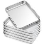 HaWare 6-Piece Toddler Plates, Stainless Steel Kids Plates, Metal Dinner Dish for Children, 7.3" x 5.3" x 0.8" Feeding Baking Camping Tray, Reusable Dinnerware, Non-toxic, Oven Safe & Dishwasher Safe