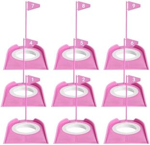 FINGER TEN Golf Putting Cup with Numbered Flag Design Value 6 or 9 Pack, Durable Plastic Practice Cups Golf Training Aids, Lightweight Easy to Carry for Office Backyard Indoor Outdoor (Pink-9 Pack)