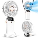 MOGADGET Portable Mini Fan - Rechargeable Hand Fan with 5 Adjustable Speeds, 1800mAh Battery, Lightweight Design, Low Noise, and Easy Portability for Indoor and Outdoor Use (white)