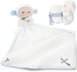 Kinlop Baptism Gifts for Baby Girl Boys Lamb Security Blankets Baptism Lamb with Christian Cross Soft Bedtime Newborn Toy(Blue)