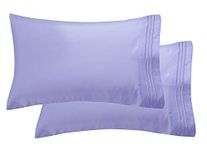 Elegant Comfort Luxury Ultra-Soft 2-Piece Pillowcase Set - Premium Hotel Quality Microfiber Double Brushed - Wrinkle Resistant, Standard/Queen, Lilac