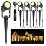 GreenClick Garden Spike Lights, Extendable Garden Lights Mains Powered 12V Low Voltage Landscape Spotlights IP65 Waterproof Outdoor Garden Uplights for Wall Trees Shrubs(4 Pack, Warm White)