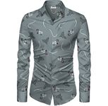 Indian Fashionista Men's Rayon Digital Print Unstitched Shirt Fabric (Grey)