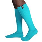 KUE Graduated Knee Compression Socks For Women & Men|Everyday Socks|Sports, Football, Cycling|Fitness & Improve Blood Circulation|Pain Relief|Knee Length|Single Pair|Turquoise-L/XL