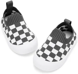 BACSAC Baby Toddler Shoes Boys Girls Infant Lightweight Breathable Walking Sock Sneakers 6-36 Months White Dark Grey,12-18 Months